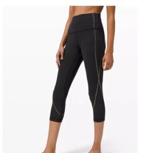 lululemon Align Leggings Black Crop with Gold Detail 12